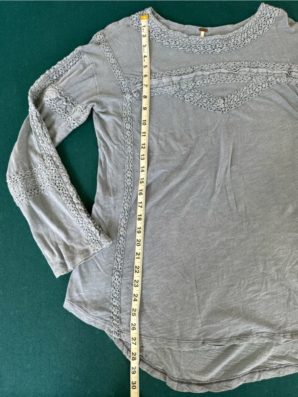 Free People Boy Meets Girl Blue Gray Crochet Lace Top Size Small